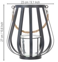 Artikel Windlicht Laterne aus Metall mit Glaseinsatz Anthrazit Ø23 cm H27 cm
