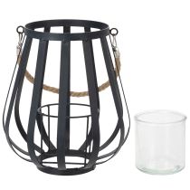 Artikel Windlicht Laterne aus Metall mit Glaseinsatz Anthrazit Ø23 cm H27 cm