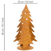 Artikel Windlicht Tannenbäume aus Metall, Edelrost, H46cm B25,5cm, Weihnachtsdeko