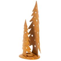 Artikel Windlicht Tannenbäume aus Metall, Edelrost, H46cm B25,5cm, Weihnachtsdeko