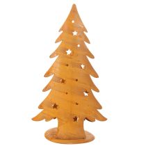 Artikel Windlicht Tannenbäume aus Metall, Edelrost, H46cm B25,5cm, Weihnachtsdeko