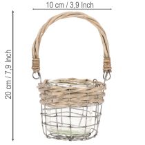Artikel Teelichthalter Glas Metall Weide 10,5 cm Natur 3 Stück