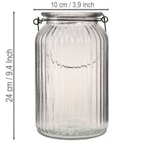 Artikel Laterne aus Glas mit Henkel zum Hängen H18cm