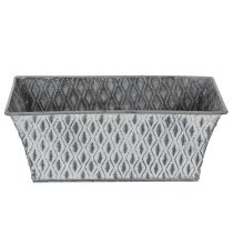 Artikel Zinkschale rechteckig mit Rautenmuster 22cm x 12cm Grau für Innen- und Aussendekoration