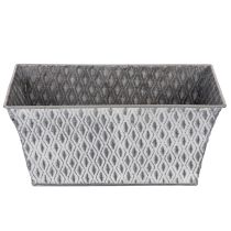 Artikel Zinkschale eckig mit Rautenmuster, 26cm x 15,5cm, grau, Metall