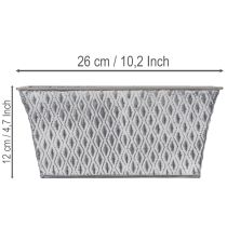 Artikel Zinkschale eckig mit Rautenmuster, 26cm x 15,5cm, grau, Metall