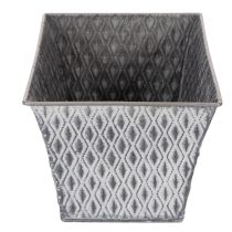Artikel Zinkschale eckig mit Rautenmuster, 26cm x 15,5cm, grau, Metall