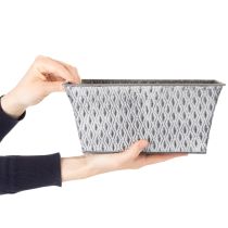 Artikel Zinkschale eckig mit Rautenmuster, 26cm x 15,5cm, grau, Metall
