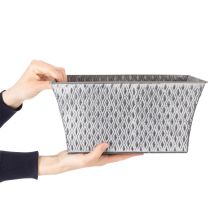 Artikel Zinkschale rechteckig mit Rautenmuster 30x18x15cm grau für Innen- und Aussendekoration