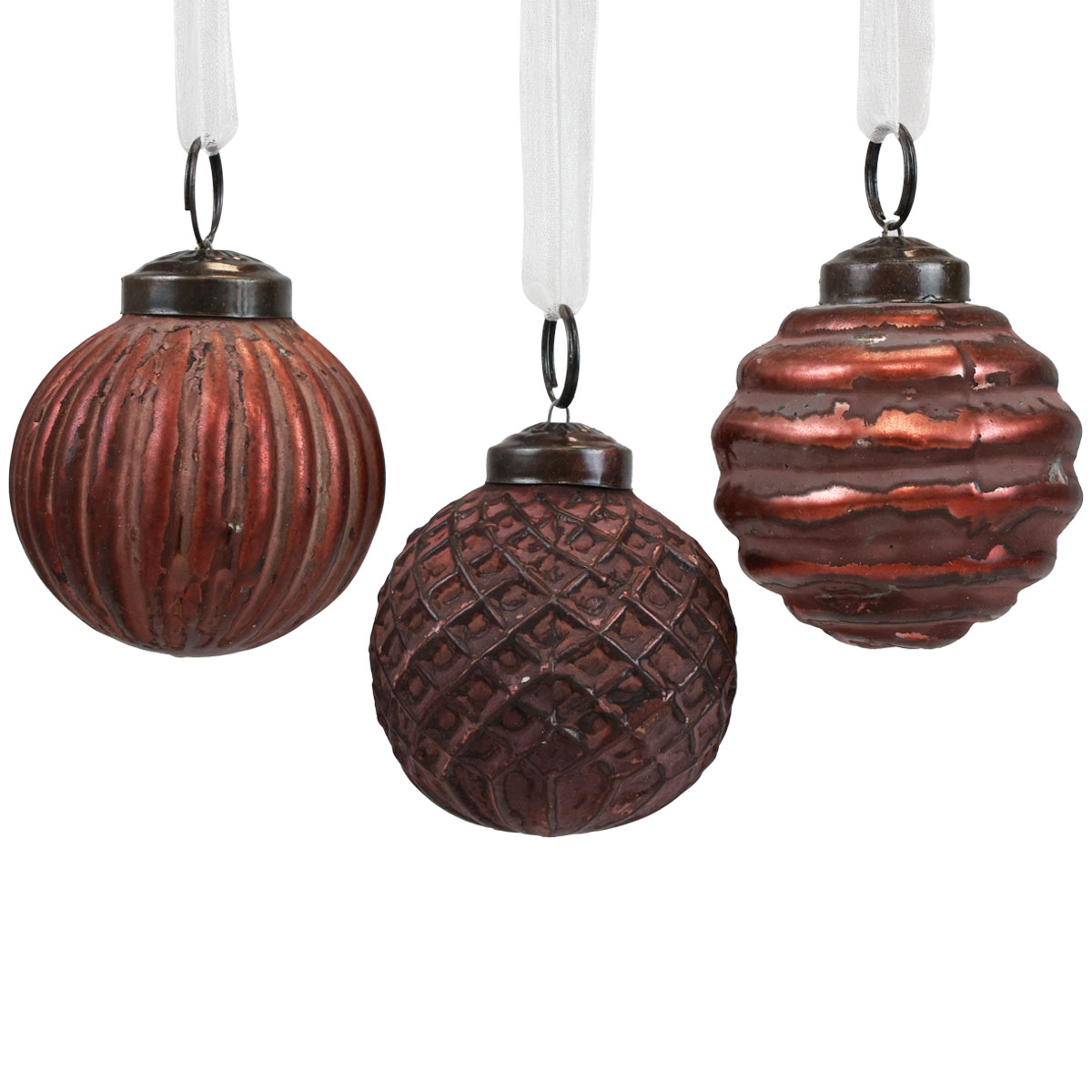 Christbaumschmuck Vintage Glas Rot-Braun Ø5cm 9 Stück