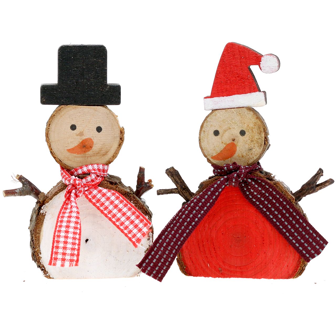 Miniaturfigur Schneemänner mit Zylinder 5cm NEU Holzfigur Weihnachtsfigur Holz 