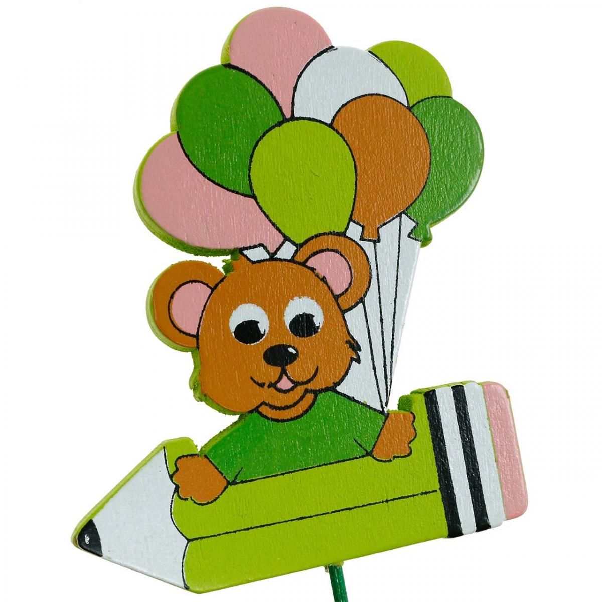 Dekostecker Stift mit Teddy und Ballons Blumenstecker Sommerdeko Kinder 16St