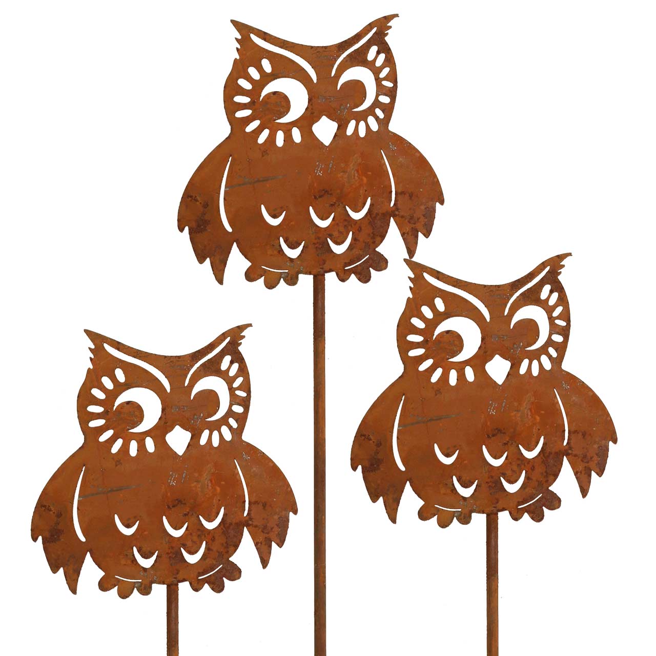 Anyts Herbstdeko Gartenstecker 4er Set - Igel, Eule, Pilz & Eichhörnchen In Rostoptik