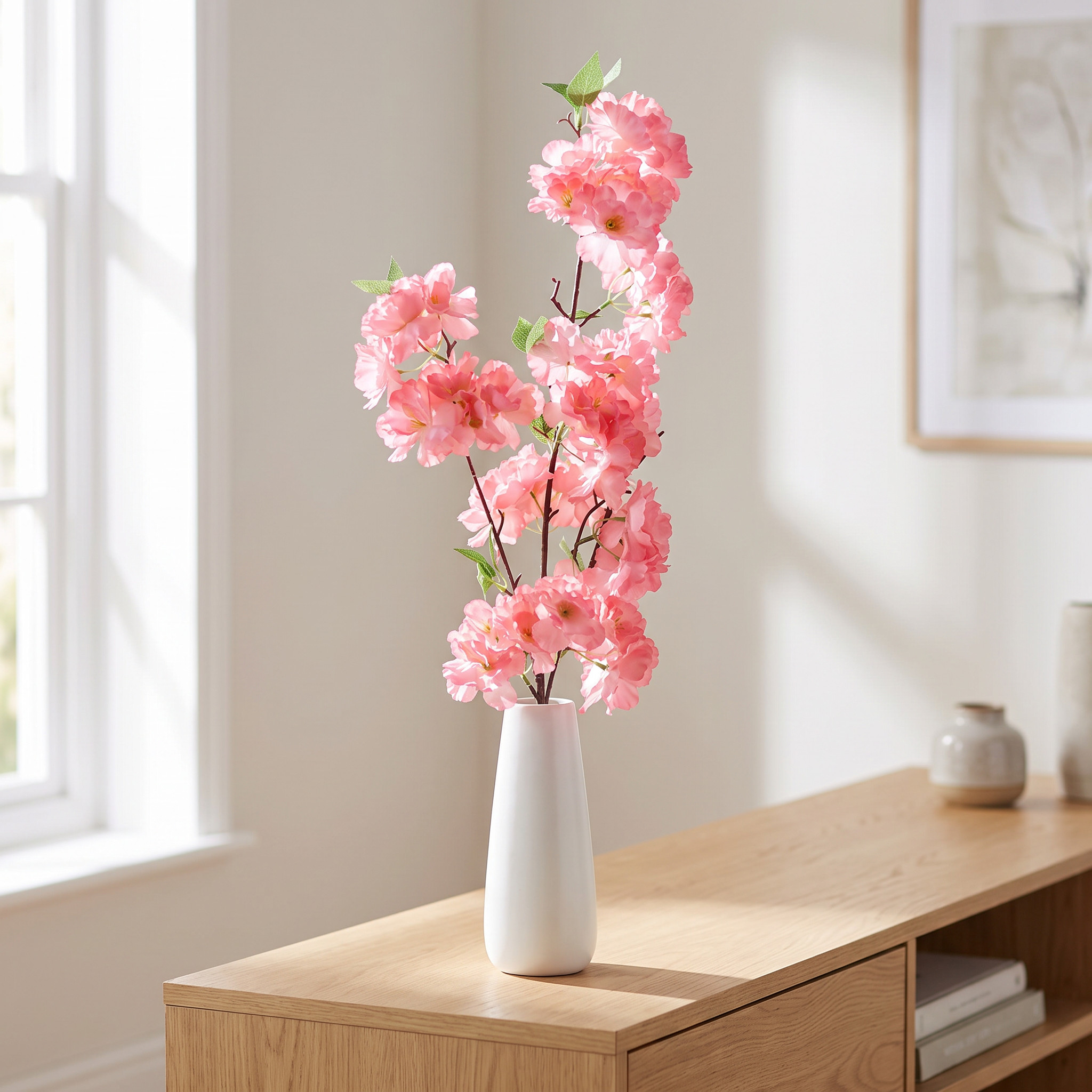 Künstlicher Kirschblütenzweig Pink 103 cm für Vase