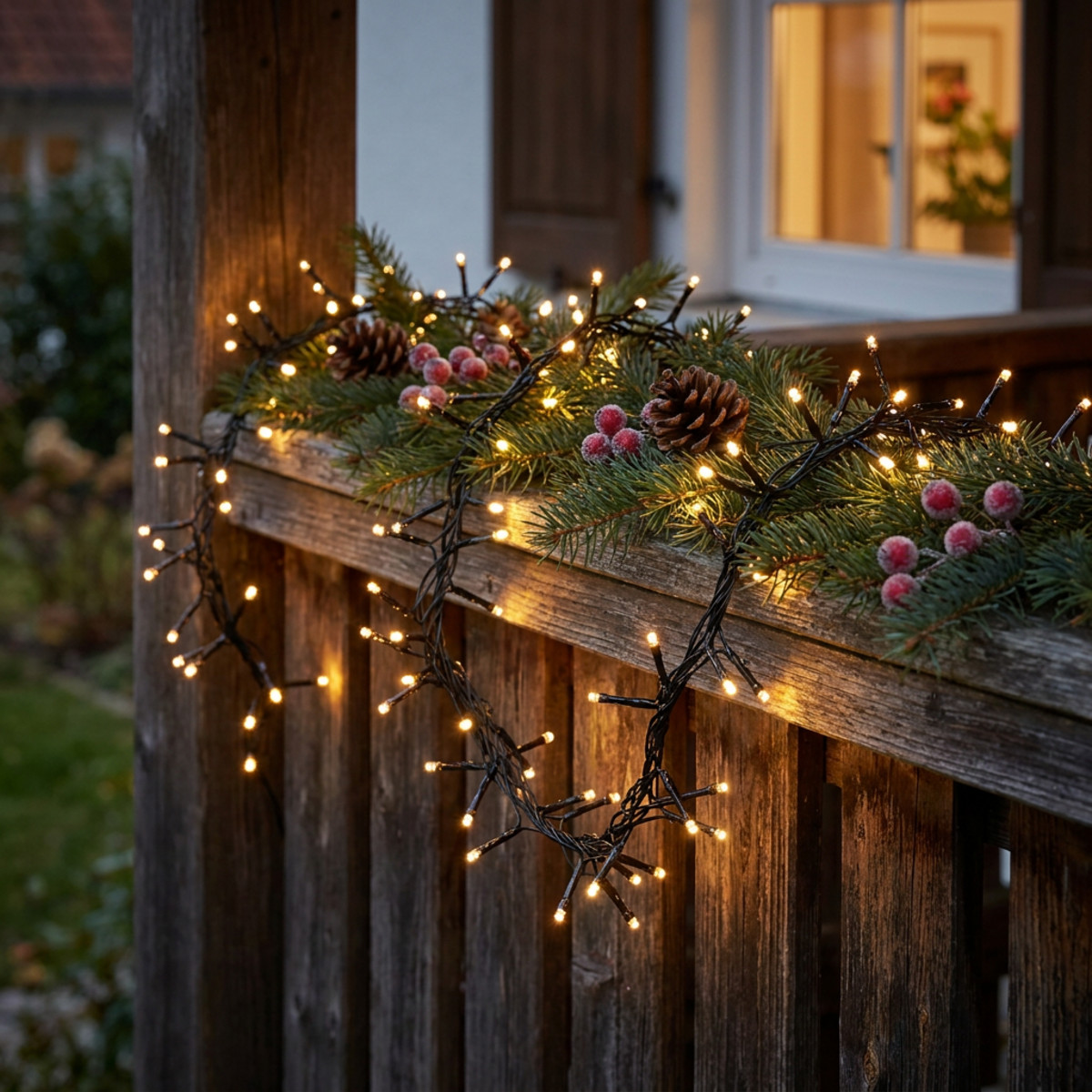 LED-Lichterkette Schwarz 288 LEDs Warmweiss Innen Aussen