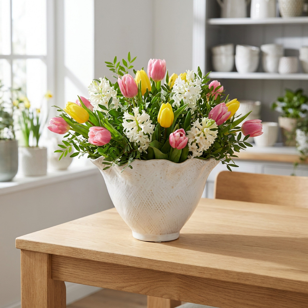 Blumentopf Keramik Weiss Ø19cm Blumenkelch-Design