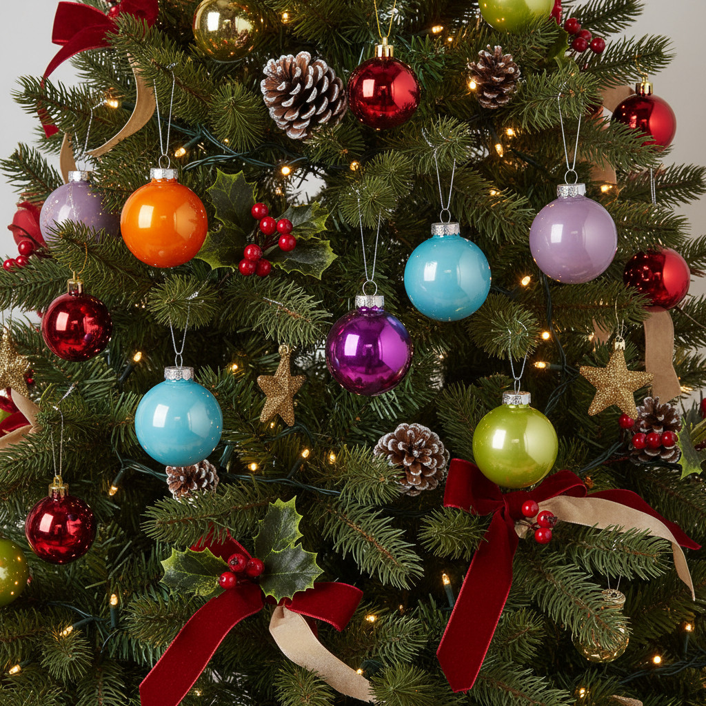 Christbaumkugeln Glas bunt glänzend 60 mm 24 Stück