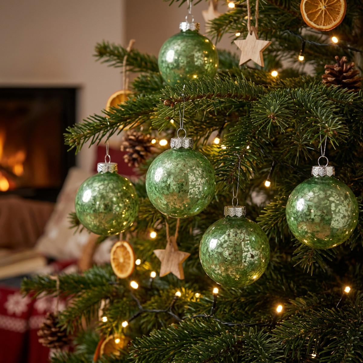 Christbaumkugeln Glas Grün marmoriert 24 Stück