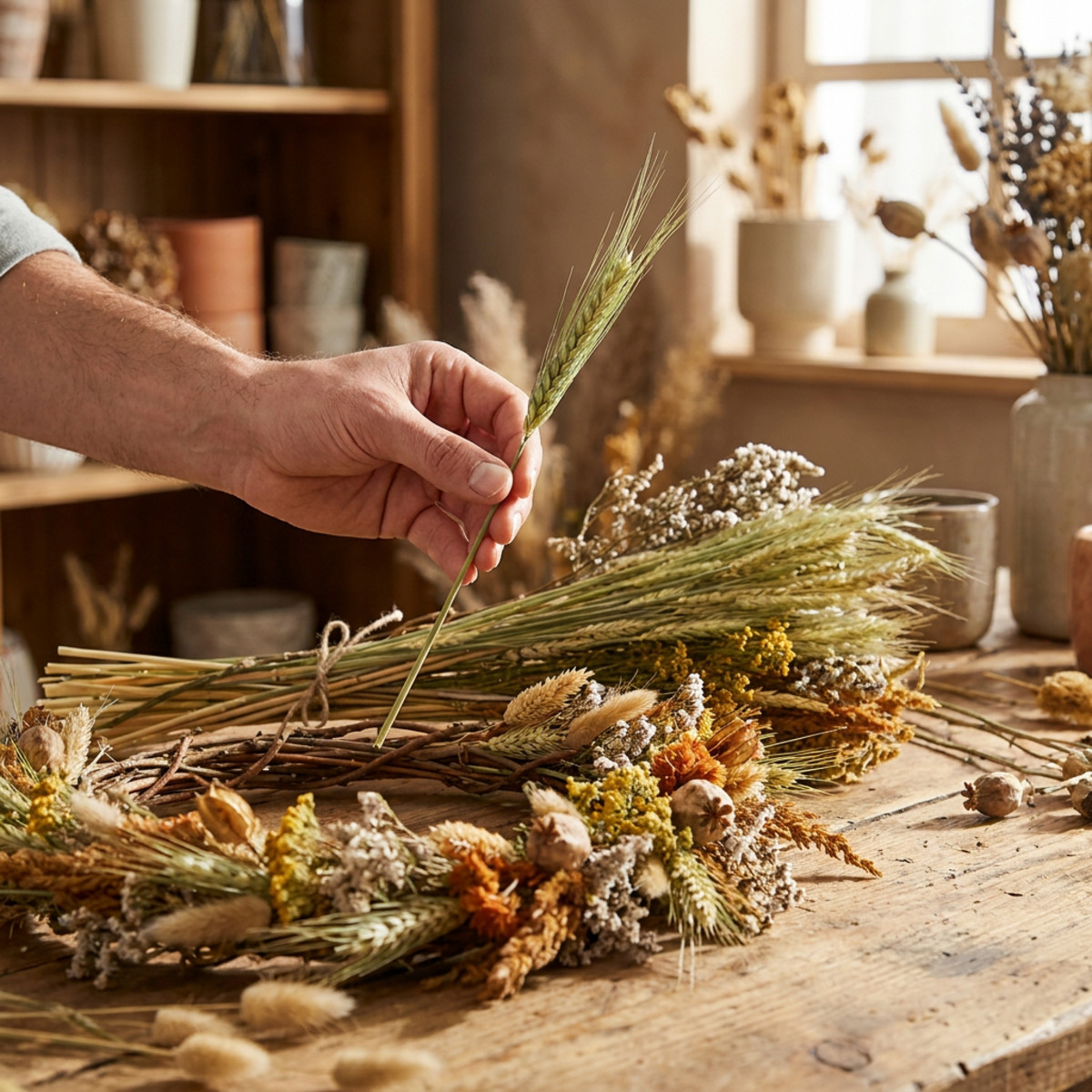 Trockenblumen Set 60cm Natur für Sträusse und Kränze