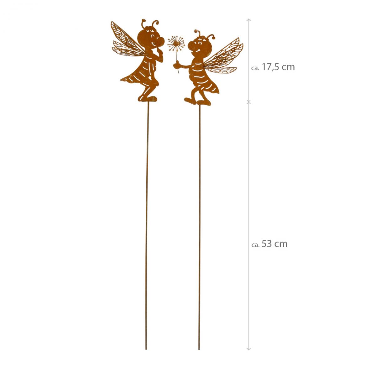 Gartenstecker Biene Edelrost Gartendeko Frühlingsdeko 2St-12210