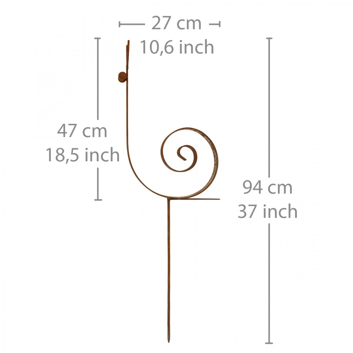 Floristik24.ch Gartenstecker Schnecke groß Rost Metall Gartendeko H94cm