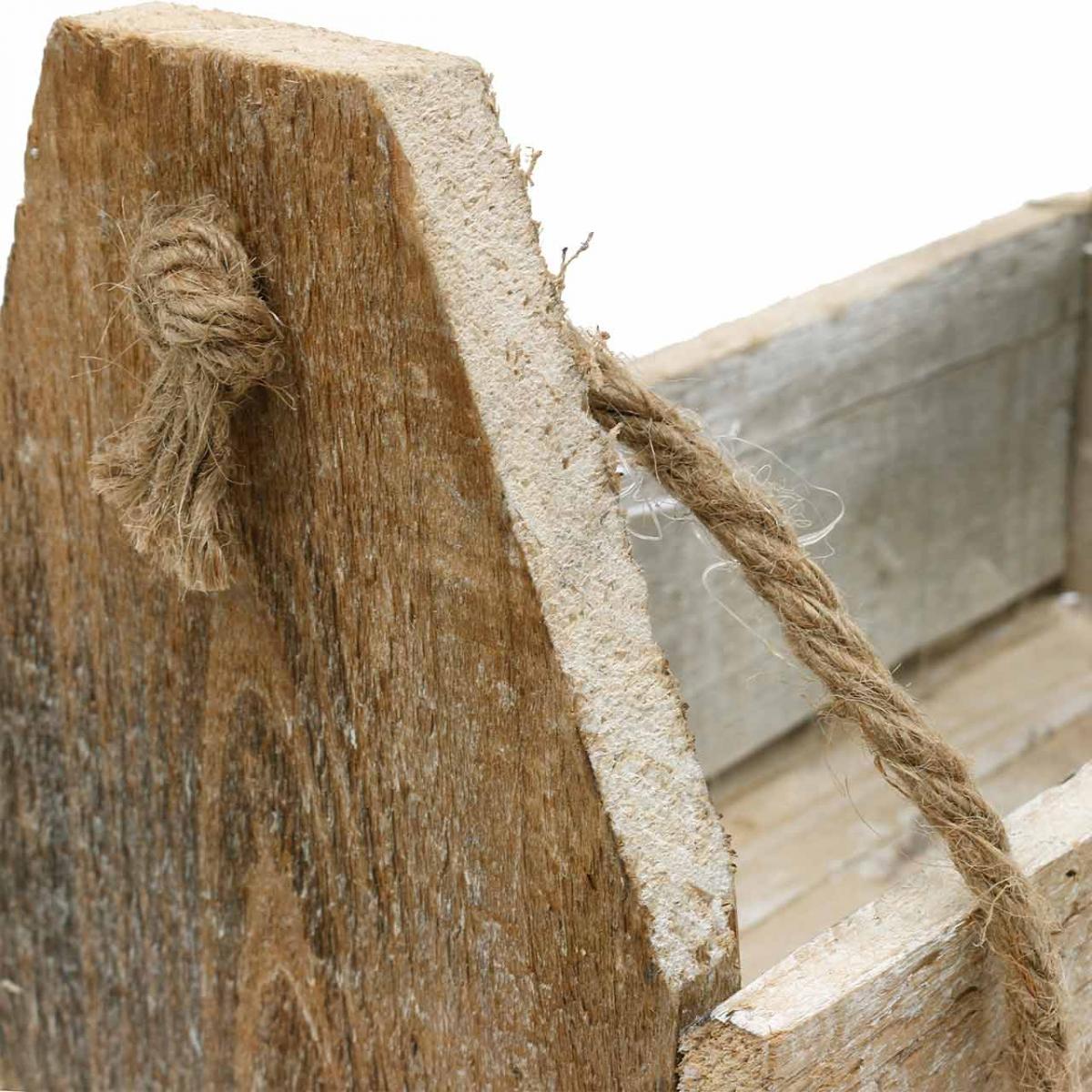 Holzkiste zum Bepflanzen, Werkzeugkiste, Pflanzkasten mit Henkel