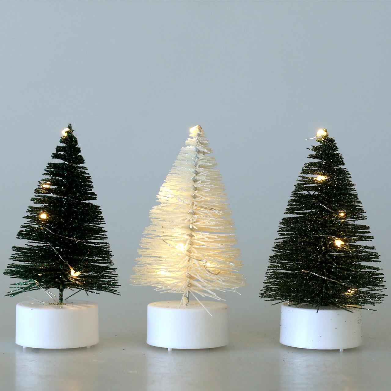 LED Weihnachtsbaum Grün / Weiß 10cm 3St