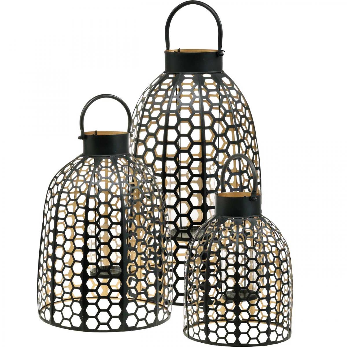 Floristik24.ch Laterne Metall Schwarz groß Kerzenhalter H52/40/30cm 3er