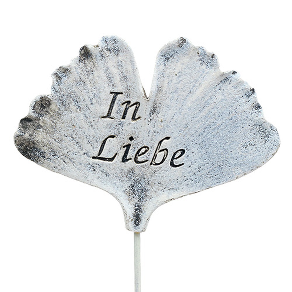 Stecker Ginkgoblatt mit Spruch Grau 8cm 12St kaufen in Schweiz