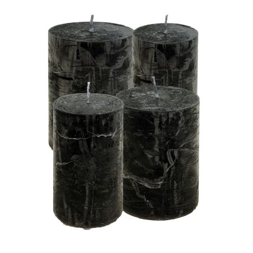Floristik24 Schwarze Kerzen Durchgefärbte Stumpenkerzen Rustic Kerzen