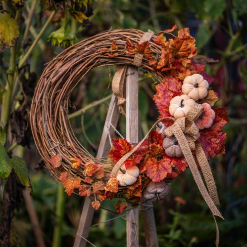 Artikel Deko Kürbis aus Stoff am Stab Gelb Braun Orange Ø7cm 9St