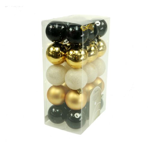Floristik24 Christbaumkugel Mix Schwarz, Gold Ø6cm 30St