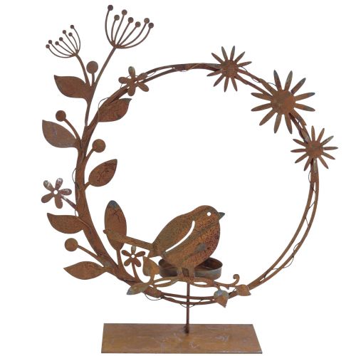 Vogel Deko Blumen Teelichthalter Rost Optik 24×27×6cm