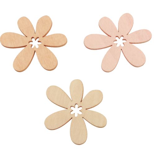 Artikel Holzblumen Streudeko Blüten Holz Orange/Rosa/Weiß 72 St