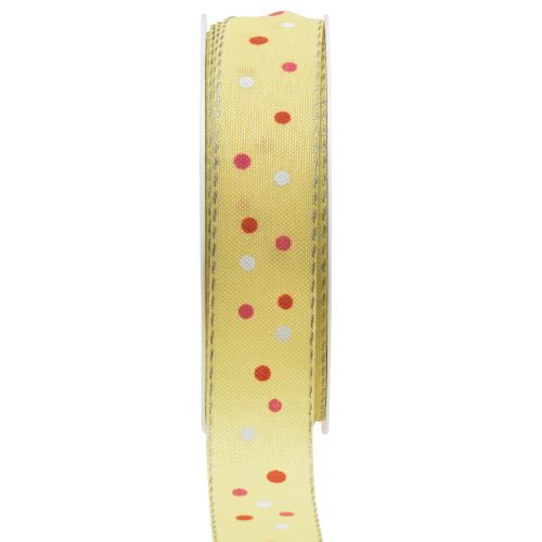 Floristik24 Geschenkband mit Punkten Schleifenband Gelb 25mm 18m