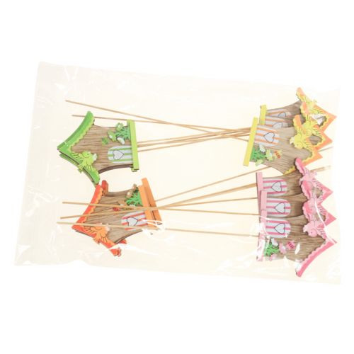 Floristik24 Blumenstecker Holz Dekostecker Vogelhaus 7,5x8cm 12St