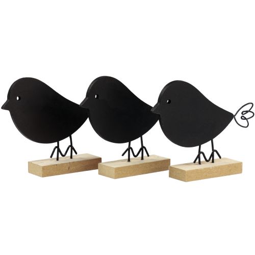 Deko Vögel Schwarz Holzvögel Holzdeko Frühling 13,5cm 6 St