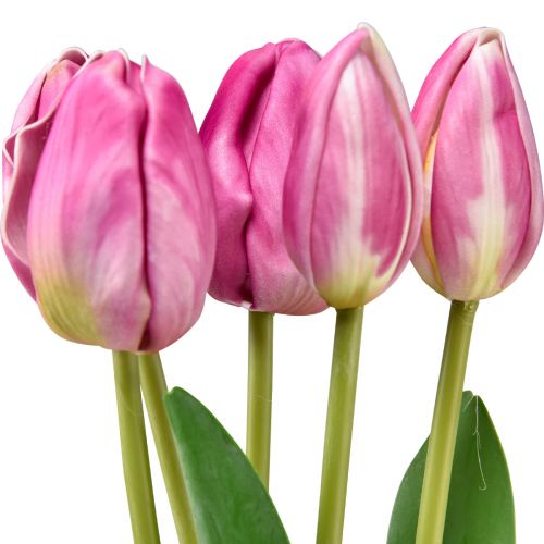 Floristik24 Rosa Tulpen Deko Real Touch Kunstblumen Frühling 49cm 5 St