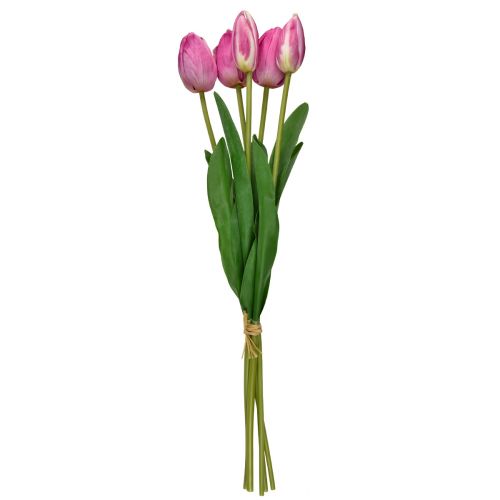Floristik24 Rosa Tulpen Deko Real Touch Kunstblumen Frühling 49cm 5 St