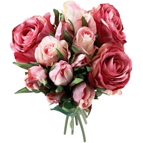 Artikel Kunstrosen Rosa Pink Künstliche Rosen Deko Strauß 29cm 12 St