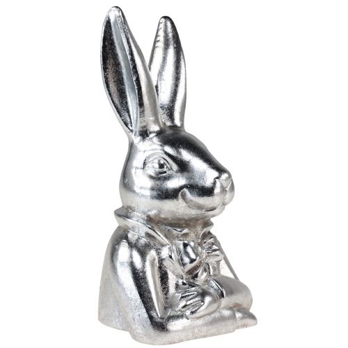Deko Osterhase Silber Keramik Deko Hasenbüste H23cm