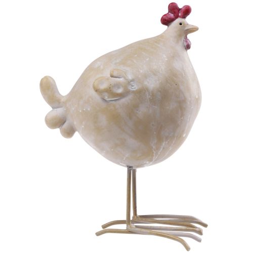 Floristik24 Deko Huhn Osterdeko Henne Figur Beige Rot 11×8×15,5cm