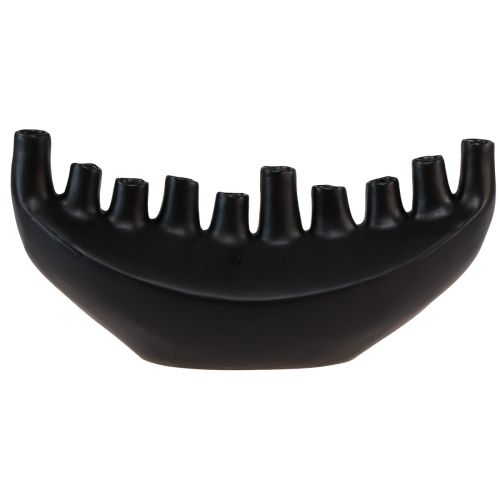 Vase Keramik Schiff Tischdeko Schwarz Abstrakt Modern H15cm