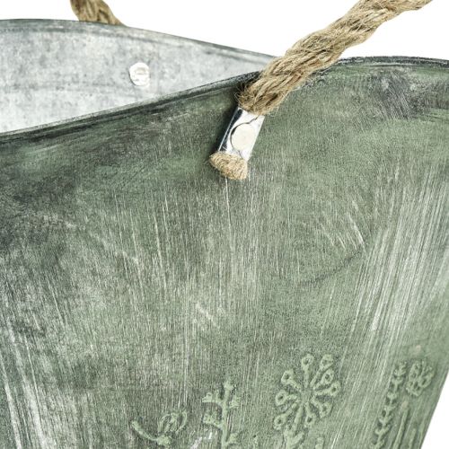 Floristik24 Blumentopf mit Griffen Tasche Metall Jute 24,5×17×15,5cm