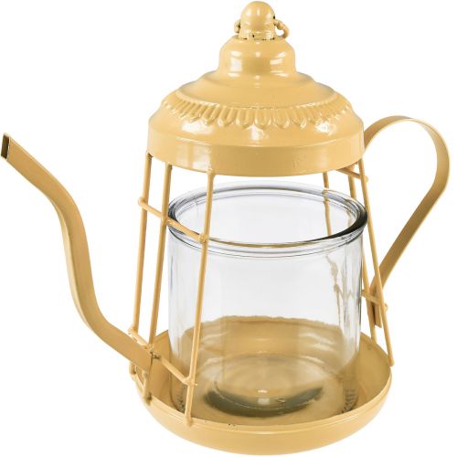 Floristik24 Teelichthalter Glas Windlicht Teekanne Orange Ø15cm H26cm