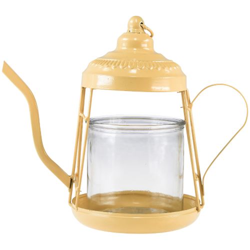 Artikel Teelichthalter Glas Windlicht Teekanne Orange Ø15cm H26cm