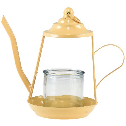 Artikel Teelichthalter Glas Windlicht Teekanne Orange Ø13cm 22cm