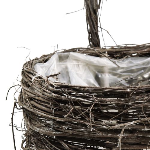 Floristik24 Pflanzkorb Korb mit Henkel oval Ulme Weiß 28/22cm 2er-Set