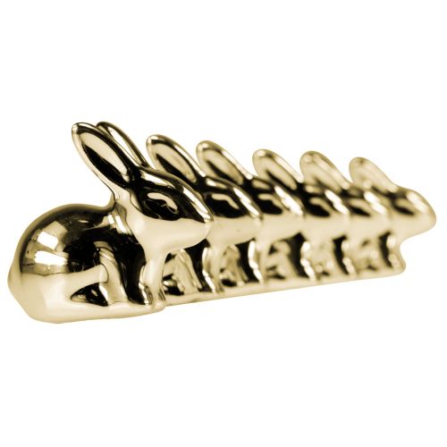 Floristik24 Osterhasen Gold Keramik Sitzend Metall Optik 5,5cm 6St