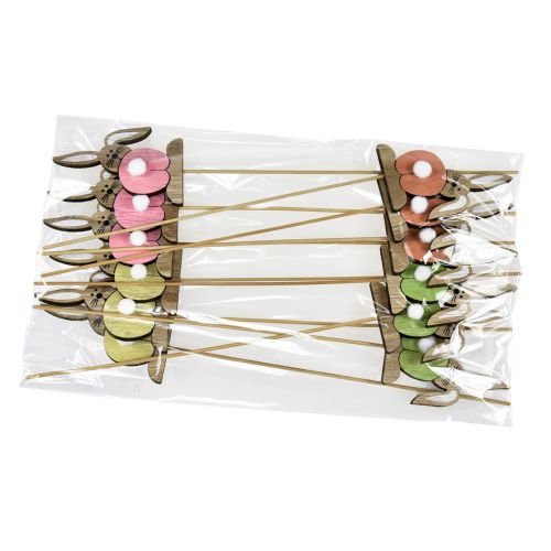 Floristik24 Osterhase Holz Blumenstecker Ostern Bunt H8cm 12 St